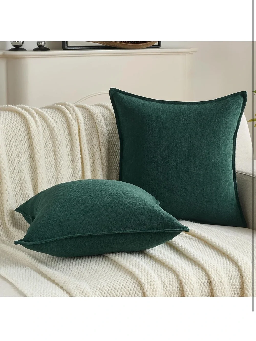 Solid Chenille Throw Pillow Covers 18x18 Inch Soft Edge Decorative 1780/bb8s-1